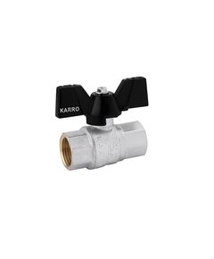 Кран шаровой Karro Premium 1/2 ВВ PN40 бабочка никелированный, фото  | SNABZHENIE.com.ua