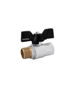 Кран шаровой Karro Premium 1/2 ВН PN40, никелированный, бабочка, фото  | SNABZHENIE.com.ua