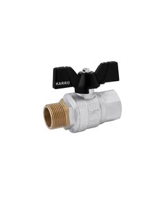 Кран шаровой Karro Premium 3/4 ВН PN40, никелированный, бабочка, фото  | SNABZHENIE.com.ua