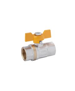 Кран шаровой газовый Karro Standart+ 1/2 ВВ PN40, никелированный, желтая бабочка, фото  | SNABZHENIE.com.ua