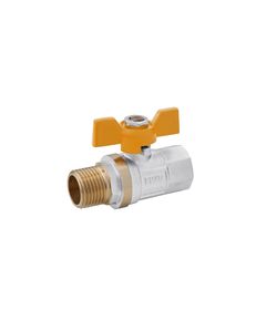 Кран шаровой газовый Karro Standart+ 1/2 ВН PN40 с желтой бабочкой, никель, фото  | SNABZHENIE.com.ua