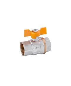 Кран шаровой газовый Karro 3/4 ВВ PN30 с никелем и желтой бабочкой, фото  | SNABZHENIE.com.ua