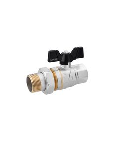 Кран шаровой прямой Karro Premium 1 ВН PN40 бабочка никелированный, фото  | SNABZHENIE.com.ua