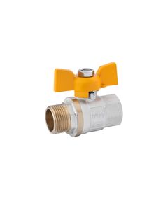 Кран шаровий газовий Karro Standart 3/4 ВН PN30 жовта бабочка, нікельований, фото  | SNABZHENIE.com.ua