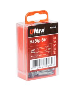Набор бит PН2 25мм 1/4 25шт S2 в пластиковом кейсе ULTRA 6319, фото  | SNABZHENIE.com.ua