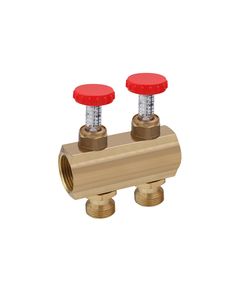 Регулирующий коллектор Karro 2 выхода 1х3/4с с расходомером, латунный, фото  | SNABZHENIE.com.ua