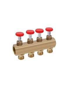 Коллектор Karro 4 выхода 1x3/4 с расходомером, латунный KR-1011U, фото  | SNABZHENIE.com.ua