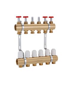 Коллектор Karro 6 выходов 1х3/4 с расходомером, латунный KR-1011U, фото  | SNABZHENIE.com.ua