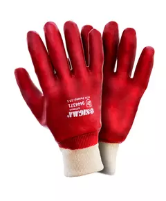 Перчатки трикотажные с ПВХ покрытием (красные манжет) 120 пар SIGMA (9444371), фото  | SNABZHENIE.com.ua