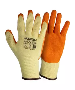 Перчатки трикотажные с частичным латексным покрытием кринкл р10 (оранж манжет) SIGMA (9445461), фото  | SNABZHENIE.com.ua