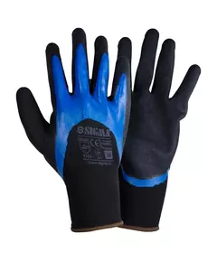 Перчатки трикотажные с двойным нитриловым покрытием р10 (сине-черные манжет) SIGMA (9443681), фото  | SNABZHENIE.com.ua