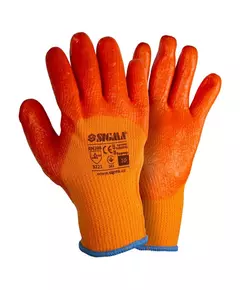 Перчатки трикотажные с частичным ПВХ покрытием утепленные р10 (оранж манжет) SIGMA (9444441), фото  | SNABZHENIE.com.ua