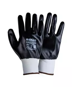 Перчатки трикотажные с полным нитриловым покрытием р10 (черные манжет) SIGMA (9443561), фото  | SNABZHENIE.com.ua