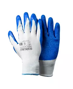 Перчатки трикотажные с частичным латексным покрытием кринкл р9 (синие манжет) SIGMA (9445491), фото  | SNABZHENIE.com.ua