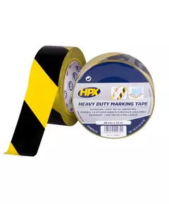 HPX HEAVY DUTY - 48мм x 33м, желто-черная усиленная самоклеющаяся лента (скотч) для маркировки пола, фото  | SNABZHENIE.com.ua