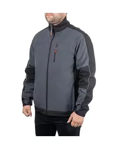 Куртка SOFTSHELL темносеро-черная,трехслойная, ткань стрейч SOFTSHEL 300 GSM 100D с водо и ветро защитой, 96 % полиэстр и 4 % эластан, размер S INTERTOOL SP-3131, фото  | SNABZHENIE.com.ua