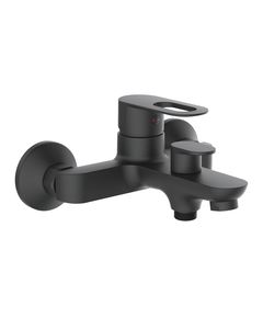 Смеситель для ванни Lidz Latwa 006 з душовим гарнітуром, чорний, фото  | SNABZHENIE.com.ua