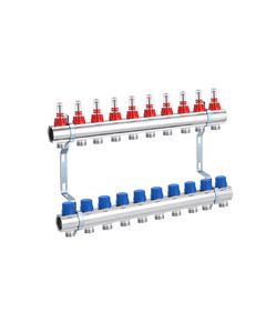 Коллектор STA 10 выходов 1x3/4, никелированный, без евроконусов, фото  | SNABZHENIE.com.ua