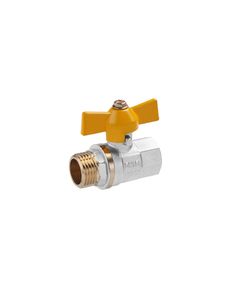 Кран шаровий газовий 1/2 ВН PN30 з жовтою бабочкою, нікельований, фото  | SNABZHENIE.com.ua