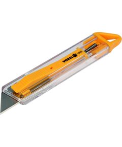 Нож с выдвижным трапециевидным лезвием VOREL: безопасный, 130х24 мм, лезвие 61x19 мм [24/288], фото  | SNABZHENIE.com.ua