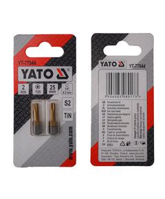 Насадка YATO TORX T25 х 25 мм, HEX 1/4, титановое покрытие, 2 шт., фото  | SNABZHENIE.com.ua