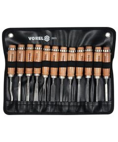Стамески VOREL з дерев'яною ручкою, l= 200/100 мм, 12 шт., фото  | SNABZHENIE.com.ua