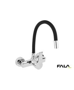 Смеситель воды настенный FLEXIBLE FALA с гибким черным душем, фото  | SNABZHENIE.com.ua