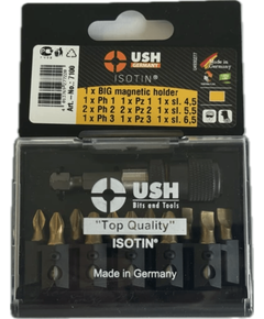Набор бит Isotin USH: 12 элементов, магнитный держатель, фото  | SNABZHENIE.com.ua