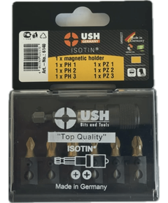 Набор бит Isotin USH: 7 эл. с магнитным держателем, фото  | SNABZHENIE.com.ua