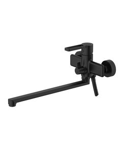 Смеситель для ванны Qtap Taurus с душем и длинным изливом, черный, фото  | SNABZHENIE.com.ua