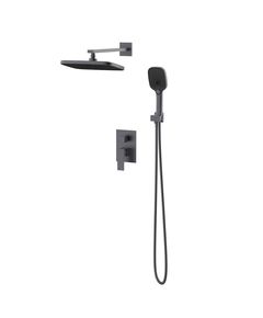 Душова система Qtap Gemini прихованого монтажу на 2 споживача Gunmetal Black, фото  | SNABZHENIE.com.ua