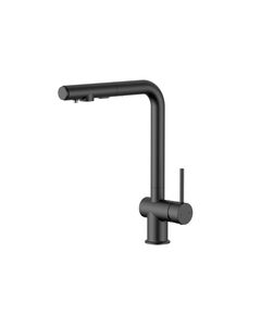 Смеситель Qtap Rozcesti с выдвижным изливом и подключением для воды Черный матовый, фото  | SNABZHENIE.com.ua