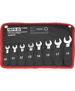 Ключі комбіновані короткі YATO з тріскачкою Cr-V, М10, 11, 12, 13, 14, 15, 17, 19 мм, 8 шт., фото  | SNABZHENIE.com.ua