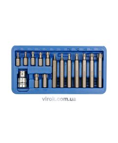 Насадки викруткові VOREL: адаптер квадрат 1/2, TORX T20-T55, 30-75 мм, CrV. Набір 15 шт., фото  | SNABZHENIE.com.ua