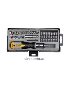 Викрутка реверсивна VOREL з тріщаткою, 21 насадка, адаптер, тримач, Cr-V [кейс]. Набір 36 од. [6/24], фото  | SNABZHENIE.com.ua