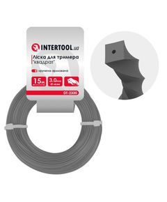 Леска для триммера квадратная армированная 3.0 мм, 15 м INTERTOOL DT-2330, фото  | SNABZHENIE.com.ua