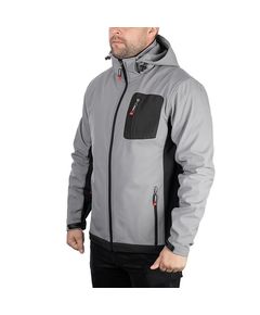 Куртка SOFTSHELL XXL світло-сіра/чорна з капюшоном, водо- та вітрозахистом, фото  | SNABZHENIE.com.ua