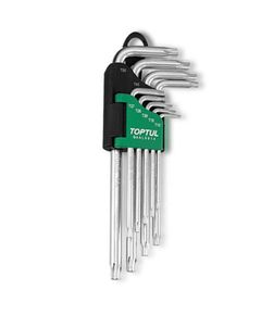 Набор ключей TORX Г-обр. длинных TOPTUL T10-T50 9 ед. с отверстием, фото  | SNABZHENIE.com.ua
