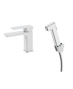Смеситель Qtap Gemini с гигиеническим душем, хром/белый, фото  | SNABZHENIE.com.ua