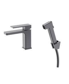 Змішувач Qtap Gemini з гігієнічним душем Gunmetal Black PVD, фото  | SNABZHENIE.com.ua
