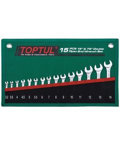 Набор ключей рожковых TOPTUL 15 шт. 3,2-14мм 15°х75°, фото  | SNABZHENIE.com.ua