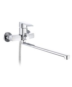 Смеситель Qtap Swan Eco с длинным изливом и душевым гарнитуром, хромированный, фото  | SNABZHENIE.com.ua