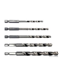 Набір свердл по металу STHOR : 6-гранний хвостовик HEX 1/4, HSS. Ø=4, 5, 6, 8, 10 мм, 5 шт., фото  | SNABZHENIE.com.ua