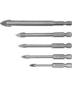 Набор сверл по стеклу и керамике STHOR: Ø= 4, 5, 6, 8, 10 мм, YG6X, HEX-1/4, 5 шт, фото  | SNABZHENIE.com.ua