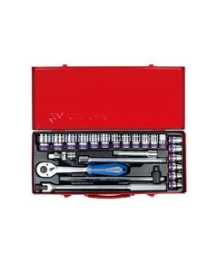Набор головок 1/2" 24 шт. с трещоткой и резиновой ручкой 4526MR03, фото  | SNABZHENIE.com.ua