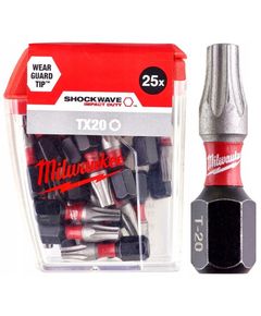 Насадка Milwaukee SHOCKWAVE TX20 25 мм (25 шт) для бит и отверток, фото  | SNABZHENIE.com.ua