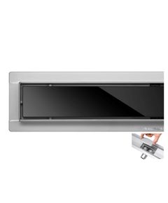 Трап підлоговий для душу з нержавіючої сталі "BLACK GLASS" FALA; 90х 7х 7 см [6/36], фото  | SNABZHENIE.com.ua