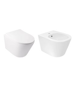 Комплект Qtap Swan 2 в 1: подвесной унитаз без обода + биде, фото  | SNABZHENIE.com.ua