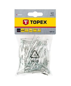 Заклепки алюминиевые TOPEX 4.8 мм x 28 мм, 50 шт., фото  | SNABZHENIE.com.ua