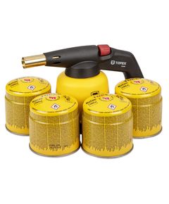 Газова лютувальна лампа на патронах + 4 газових патрони з клапаном TOPEX, фото  | SNABZHENIE.com.ua